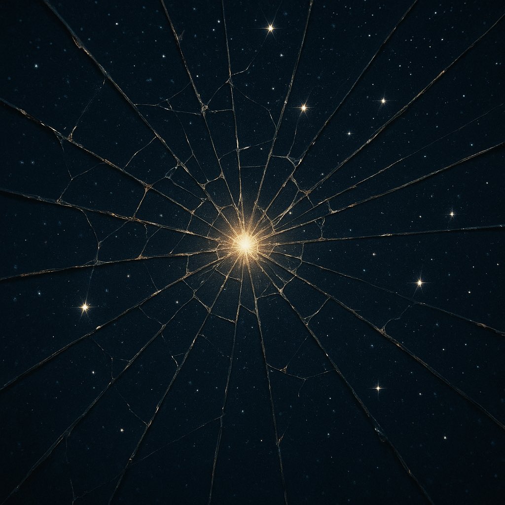 Arben's tweet image. The God Particle
this is what remains
when there is no name left to speak
not even ours
we were never ourselves entirely
only the echoes of a single voice
sent scattering
into everything that could be
the light split itself
to understand what it was
and called that longing…