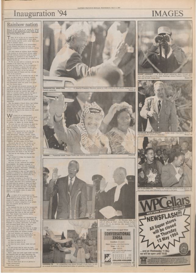 National Library of South Africa (@nlsa1) on Twitter photo This momentous event manifested the end of apartheid in SA the birth of a new era of democracy country.
Picture source: NLSA Newspaper Collections Newspaper: Eastern Province Herald, Wednesday 11 May 1994
<a href="/SportArtsCultur/">Department of Sport, Arts and Culture</a>
<a href="/NelsonMandela/">NelsonMandela</a>
#MandelaMonth #ThrowbackThursday This momentous event manifested the end of apartheid in SA the birth of a new era of democracy country.
Picture source: NLSA Newspaper Collections Newspaper: Eastern Province Herald, Wednesday 11 May 1994
<a href="/SportArtsCultur/">Department of Sport, Arts and Culture</a>
<a href="/NelsonMandela/">NelsonMandela</a>
#MandelaMonth #ThrowbackThursday