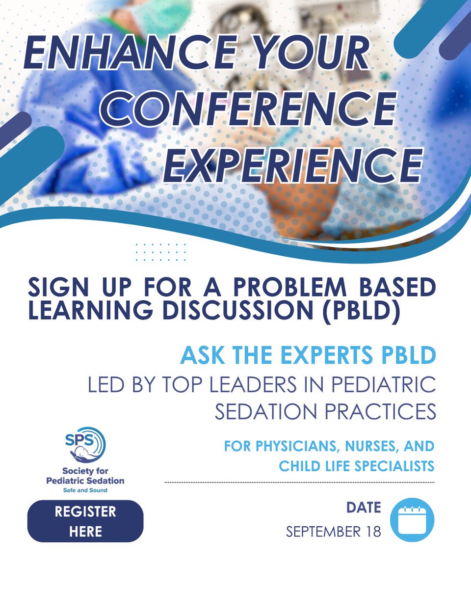 SPS Thursday Top Talks
Got questions? They’ve got answers.
“Ask the Experts,” in this Friday morning PBLD session, open to Physicians, Nurses and Child Life Specialists!
Sign up for a PBLD today ⤵️
📆 bit.ly/45jNyDz
#SPS25 #SPS #sedation