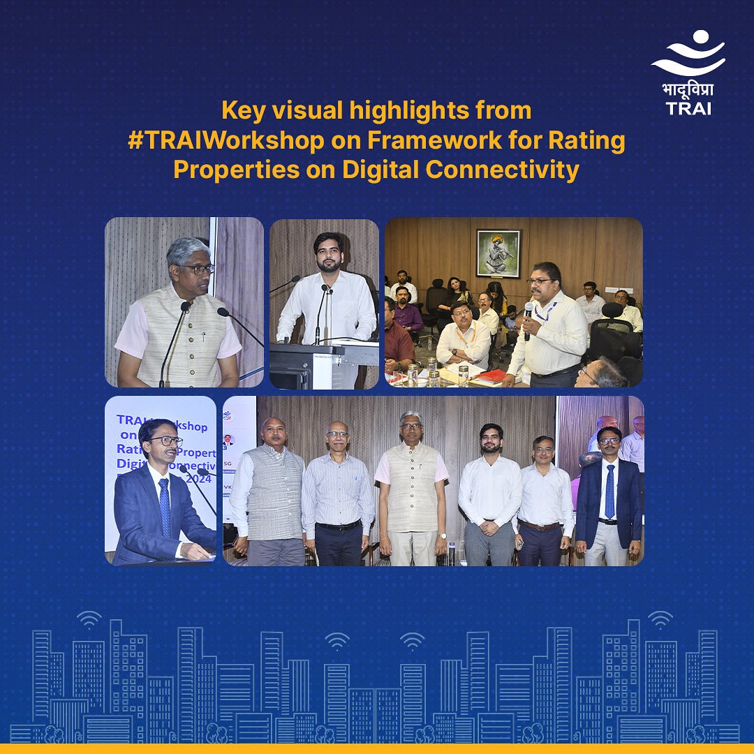 TRAI's tweet image. One message stood out at the #TRAIWorkshop on the #DigitalConnectivityRatingFramework - connectivity is core infrastructure. TRAI remains committed to last-mile digital access, leaving no one behind.
Thanks to all participants for constructive discussions.
trai.gov.in/notifications/…