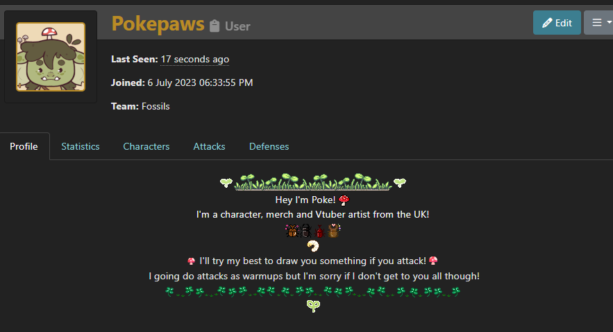 made my artfight page on brand🪲