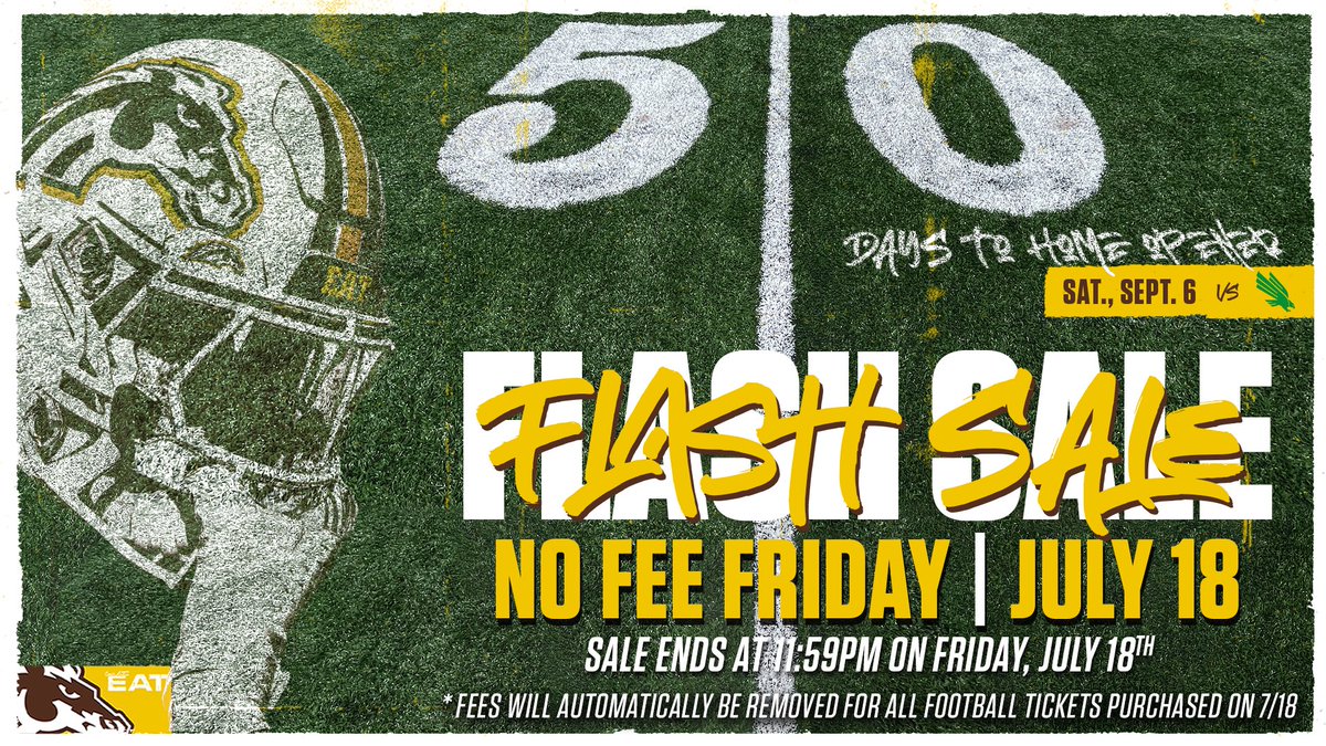WMUBroncos's tweet image. Mark your calendars - tomorrow is ๐๐ days until the @WMU_Football ๐ฉ๐ฐ๐ฎ๐ฆ ๐ฐ๐ฑ๐ฆ๐ฏ๐ฆ๐ณ!
Single-game tickets will be available tomorrow, with a ๐๐ ๐
๐๐ ๐
๐ซ๐ข๐๐๐ฒ ๐ญ๐๐๐๐ ๐บ๐๐๐!
๐๏ธwmubroncos.com/tickets