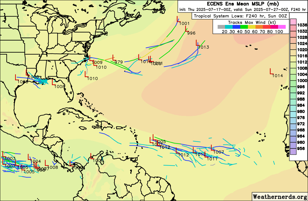 AndyHazelton's tweet image. With #93L's chances of development diminishing, the next (slight) chance for development in the Atlantic may be in the Central Atlantic in 7-8 days following the passage of a Kelvin Wave. This Kelvin Wave will give a brief convective boost to a low-amplitude wave forecast to come…