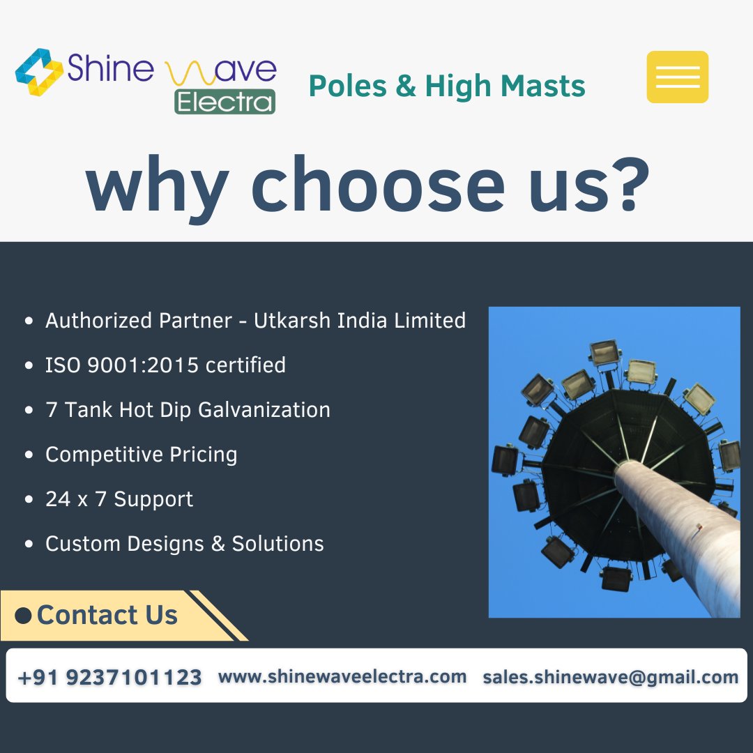 shinewaveodisha's tweet image. Authorized channel partner of:
#OctagonalPoles
#PolygonalPoles
#Tubular Poles
#HighMasts
#StadiumMasts
#FlagMasts
#ThrieBeamCrashBarriers
#WBeamCrashBarriers
for @utkarshindialtd in Odisha