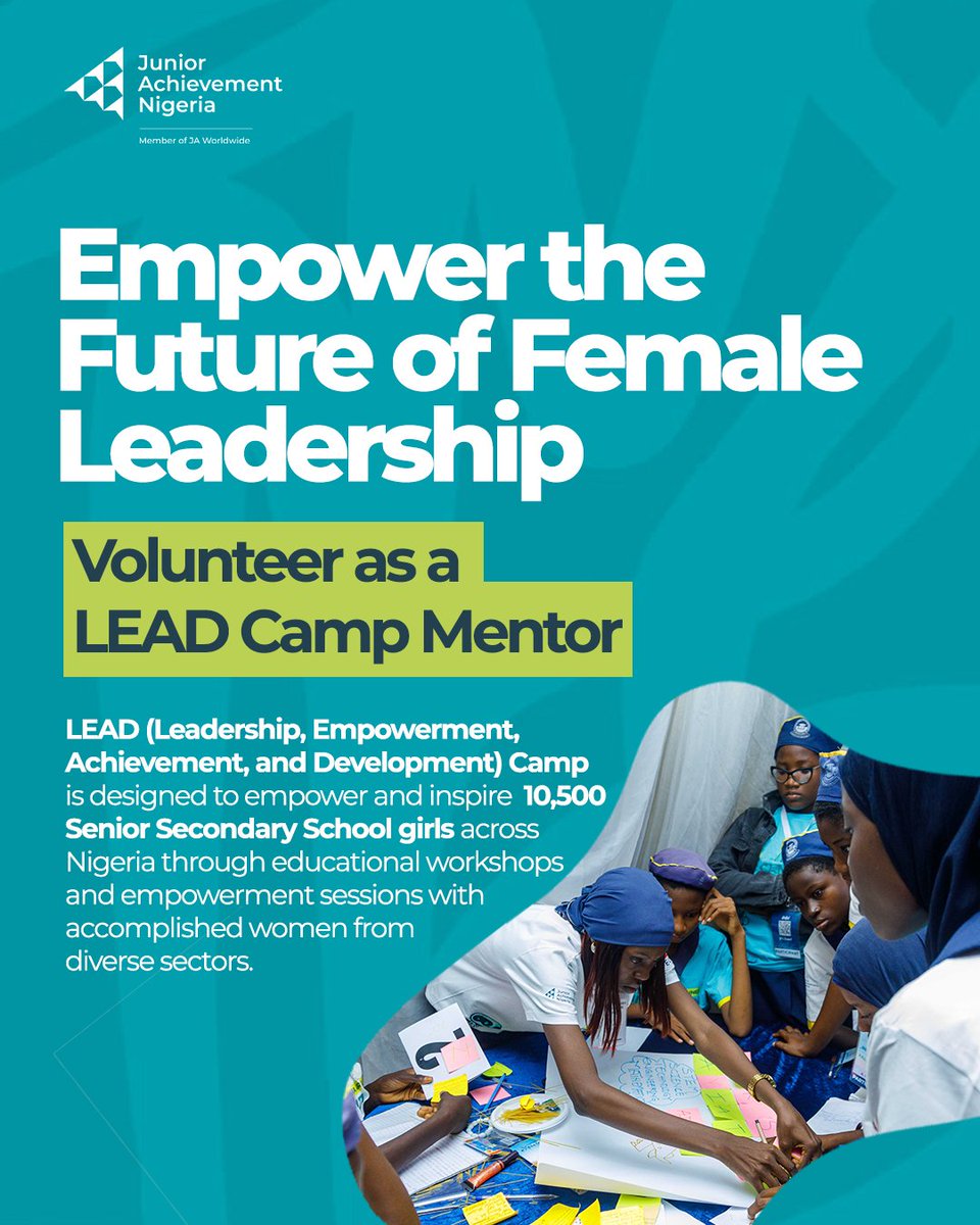 JANigeria's tweet photo. Calling all female leaders! Ready to inspire the next generation?

Volunteer for LEAD Camp! 
Empower young girls to be high-achieving women leaders, guiding impactful workshops. Make a profound impact!

Register now: https://t.co/OhUifkULqD

#LEADCAMP #Volunteer #JANigeria https://t.co/VFUVxkXNMt