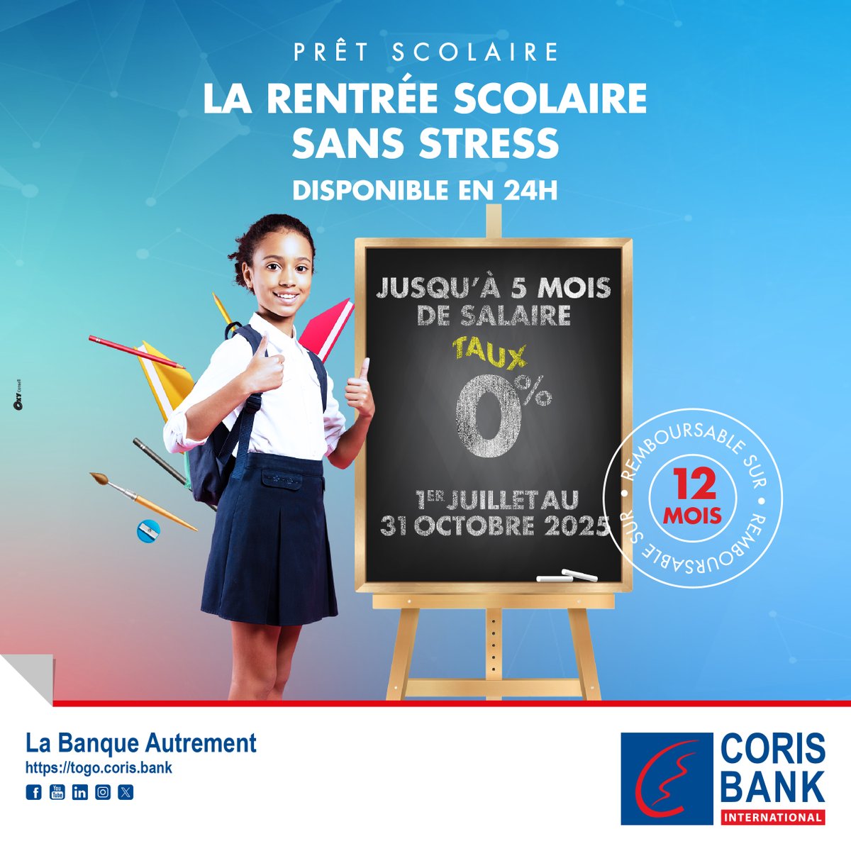𝐏𝐑𝐄̂𝐓 𝐒𝐂𝐎𝐋𝐀𝐈𝐑𝐄 – 𝐋𝐀 𝐑𝐄𝐍𝐓𝐑𝐄́𝐄 𝐒𝐀𝐍𝐒 𝐒𝐓𝐑𝐄𝐒𝐒 !
 𝐃𝐮 𝟏𝐞𝐫 𝐣𝐮𝐢𝐥𝐥𝐞𝐭 𝐚𝐮 𝟑𝟏 𝐨𝐜𝐭𝐨𝐛𝐫𝐞 𝟐𝟎𝟐𝟓, bénéficiez de notre Prêt Scolaire à 𝐓𝐀𝐔𝐗 𝟎% pour bien préparer la rentrée de vos enfants.