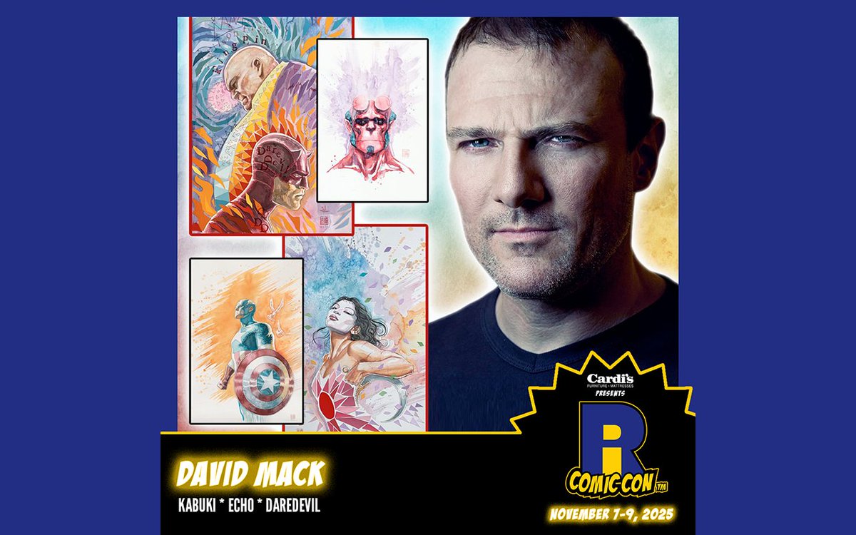 ricomiccon's tweet image. Please welcome @davidmackkabuki to #RICC2025 at @The_AMPPVD and @RIConvention! David is best known for his creator-owned series #Kabuki and for co-creating with Joe Quesada the Marvel Comics superhero #Echo. His other work includes interiors for #Daredevil and New Avengers and…