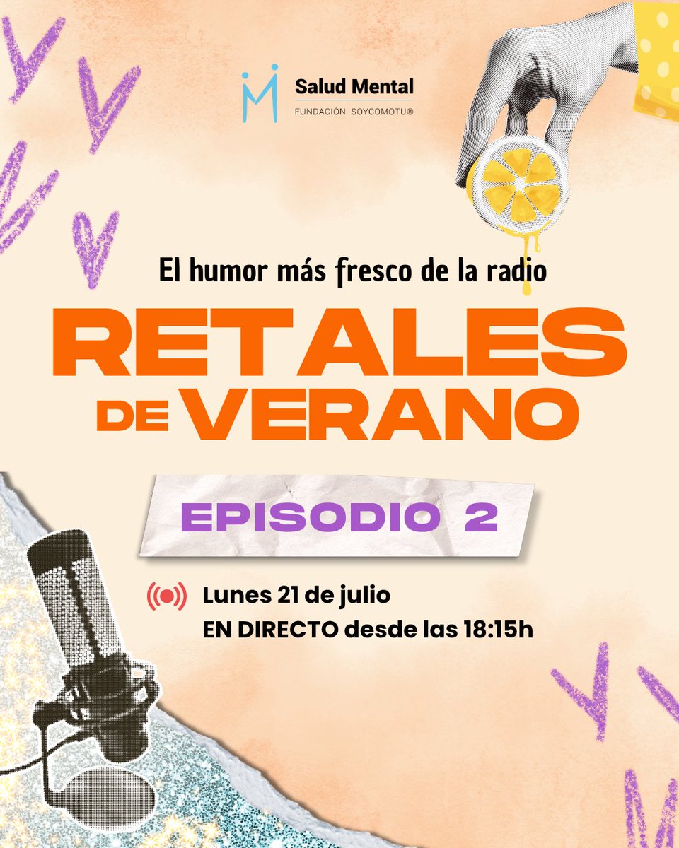 🎙 EPISODIO 2 – RETALES DE VERANO ☀

¡Participa con nosotros en este divertido podcast en directo!

📅 Lunes 21 de julio
⏰ A las 18:15 h
📍En YouTube Live (Canal Fundación SOYCOMOTÚ)

Enlace al directo del segundo episodio  🎧 youtube.com/live/seZXkcenf…