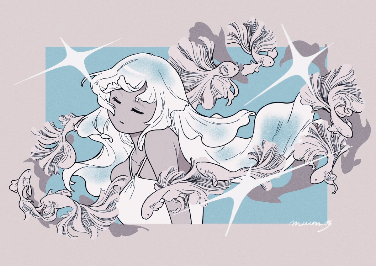 03moonmoonmoon's tweet image. Blue betta🐠🫧
#illustration