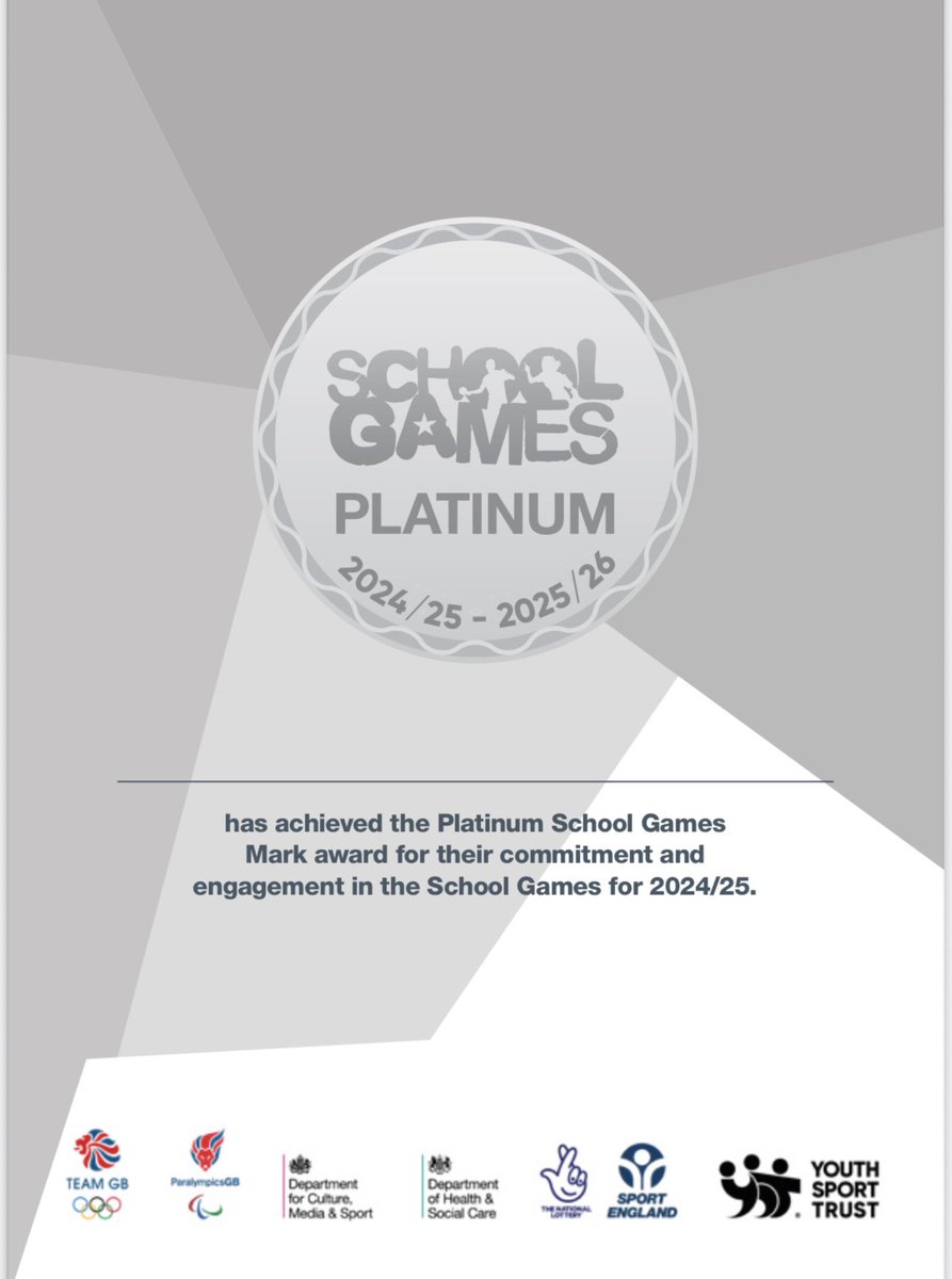 We are delighted to announce that we achieved Platinum award in Pe and sport again this year! Thanks to all of our staff, and especially our students for making this achievable! 🤩 👏 #TeamWellfield