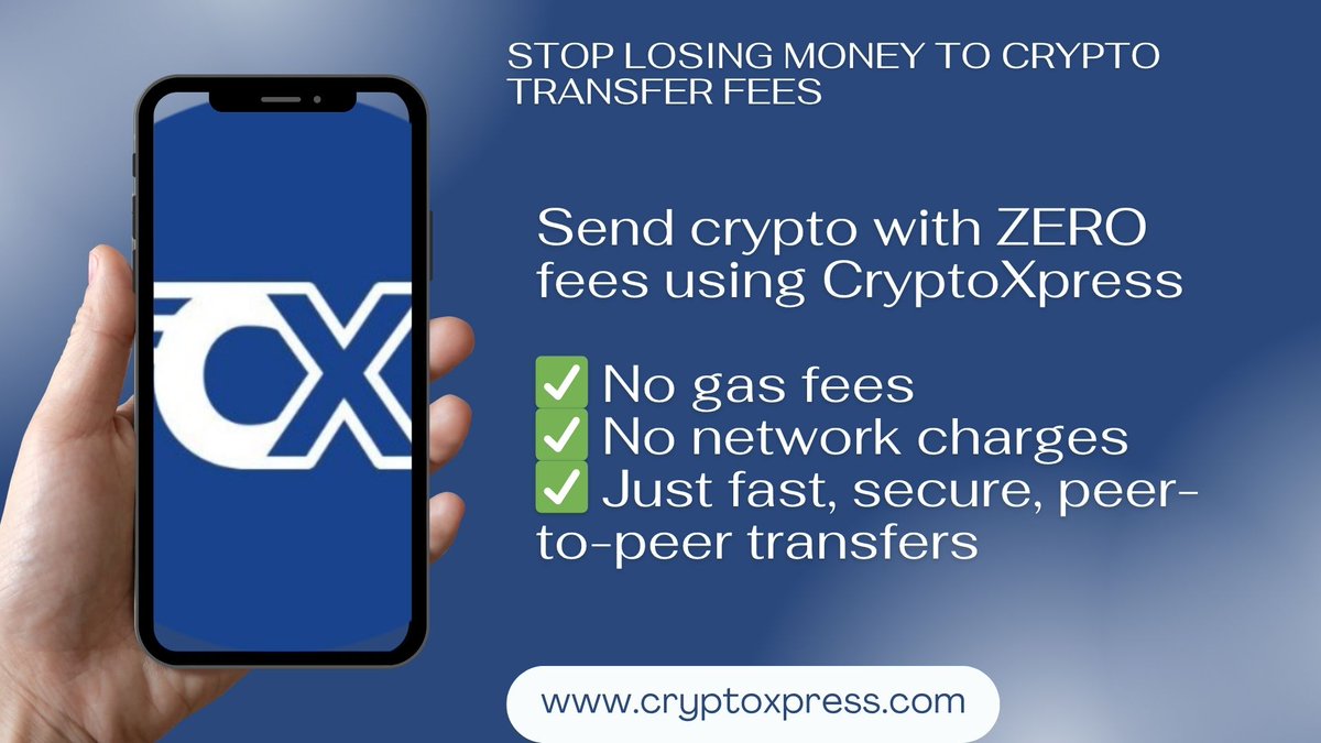 Obongawanora's tweet photo. Not gonna lie, I’ve lost so much to crypto transfer fees over time 😩
Especially when you’re just trying to send a few bucks and gas eats half of it.

But I recently tried @crypto_xpress and...
Zero fees. Legit. 🧵👇
#CryptoXpress #ZeroFeeCrypto https://t.co/WjWKFuNG1s