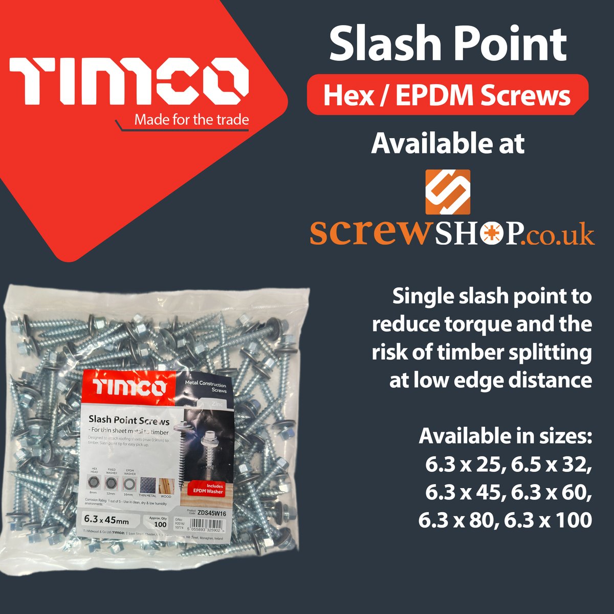 Screw_shop's tweet image. See the great prices on these Hex / EPDM Slash point screws

Available in multiple sizes

screwshop.co.uk/timco-slash-po…

#screwshop #TIMCO #Slashpointscrews #screws #fixings