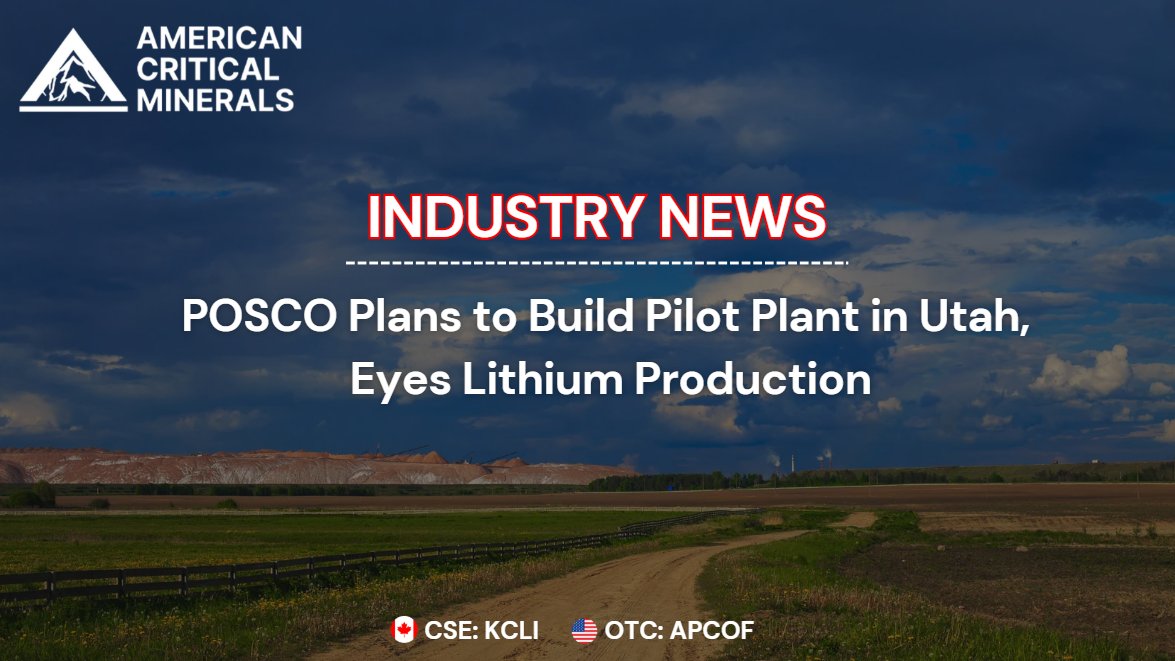 MineralsCorp's tweet image. 🇨🇦 CSE: KCLI | 🇺🇸 OTCQB: APCOF
The construction of POSCO Holdings’ pilot plant for #lithium production in Green River City, Utah, is a significant development for the state, with far-reaching economic, environmental, and strategic implications.
Our Green River #Potash and…