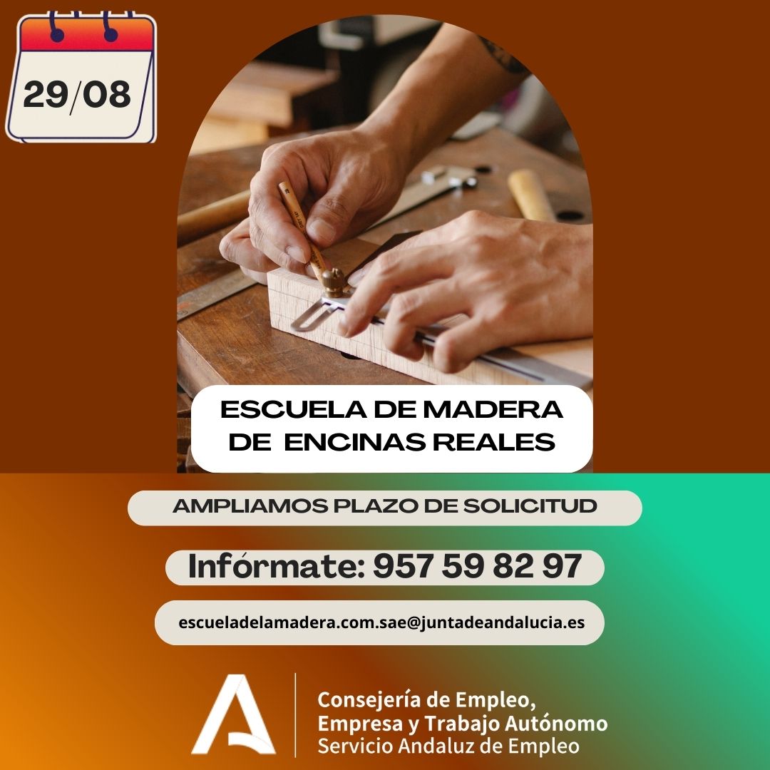 SAEmpleo's tweet image. ¿Quieres formarte en el mundo de la madera? La Escuela de Madera de #EncinasReales (Córdoba) te ofrece una magnífica oportunidad para conocer este sector.
Conoce ya los cursos con plazo en vigor y ¡APÚNTATE!
Toda la información en este enlace 🔗f.mtr.cool/cstugibkhw