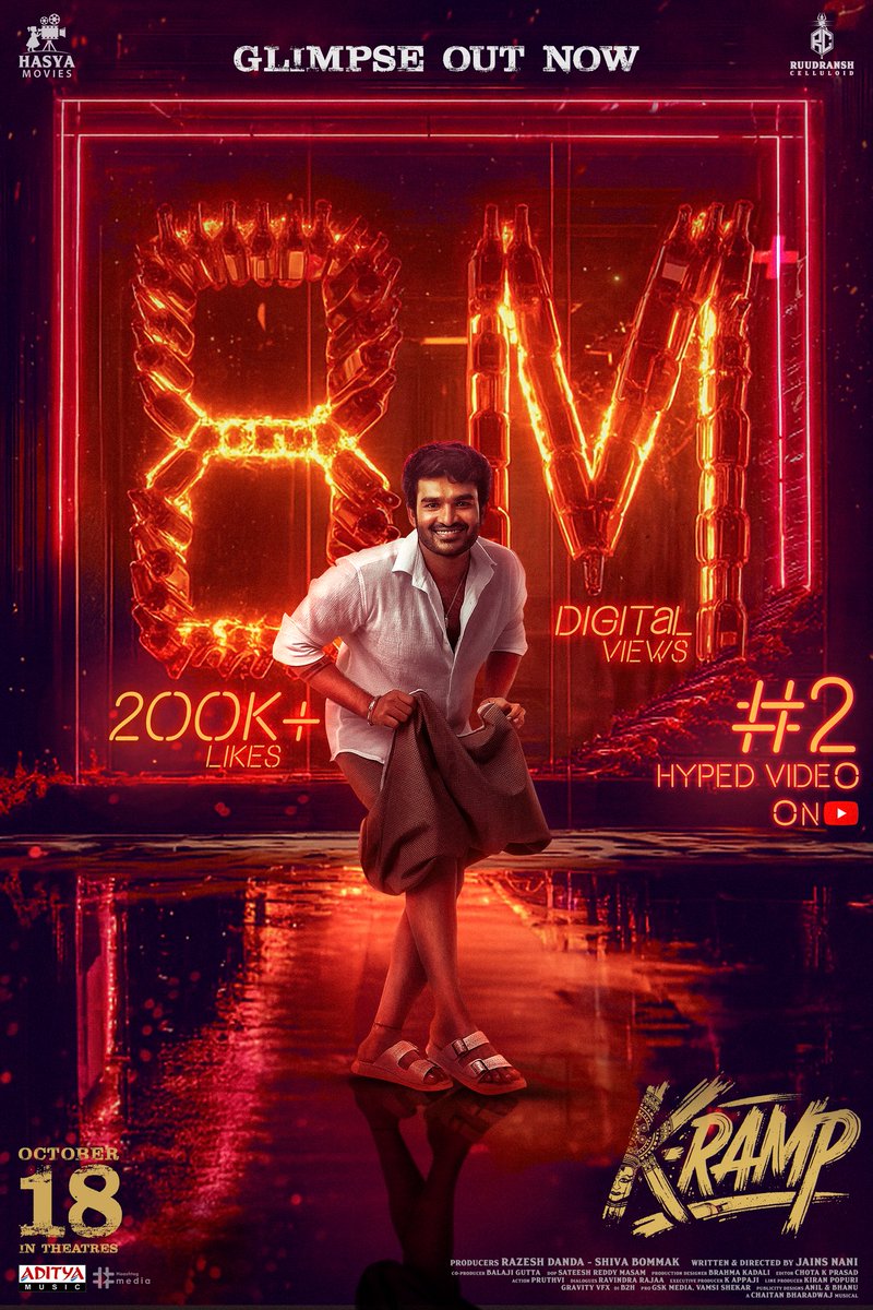 Ruudransh Celluloid (@ruudranshcinema) on Twitter photo 8οΈβ£ MILLION+ Digital Views for the Richest Chillar Guy & his electrifying swag π₯π₯π₯
#KRampGlimpse is the #2 HYPED Video on YouTube with 200K+ Likes π€©
β youtu.be/lrX7TFjBeF4
#KRAMP IN THEATERS THIS DIWALI - OCTOBER 18, 2025 π§¨π₯
<a href="/Kiran_Abbavaram/">Kiran Abbavaram</a> <a href="/realyukti/">Yukti Thareja</a> <a href="/JainsNani/">jains nani</a> 8οΈβ£ MILLION+ Digital Views for the Richest Chillar Guy & his electrifying swag π₯π₯π₯
#KRampGlimpse is the #2 HYPED Video on YouTube with 200K+ Likes π€©
β youtu.be/lrX7TFjBeF4
#KRAMP IN THEATERS THIS DIWALI - OCTOBER 18, 2025 π§¨π₯
<a href="/Kiran_Abbavaram/">Kiran Abbavaram</a> <a href="/realyukti/">Yukti Thareja</a> <a href="/JainsNani/">jains nani</a>