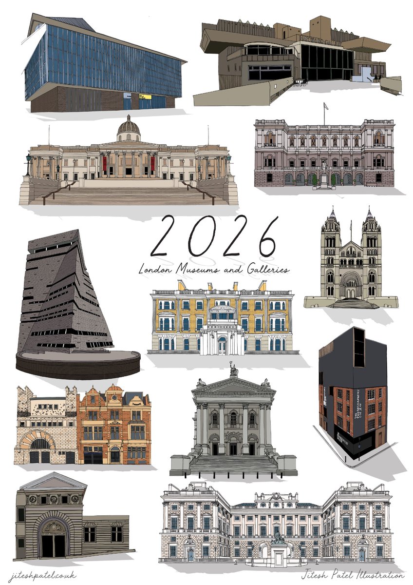 Dropped early this year (!) — my 2026 Illustrated Calendar celebrates London’s museums &amp; galleries I love most. Each month features a hand-drawn illustration + a short bio.
For art lovers, gallery-goers &amp; London fans.
#Illustration #2026Calendar #ArtLondon