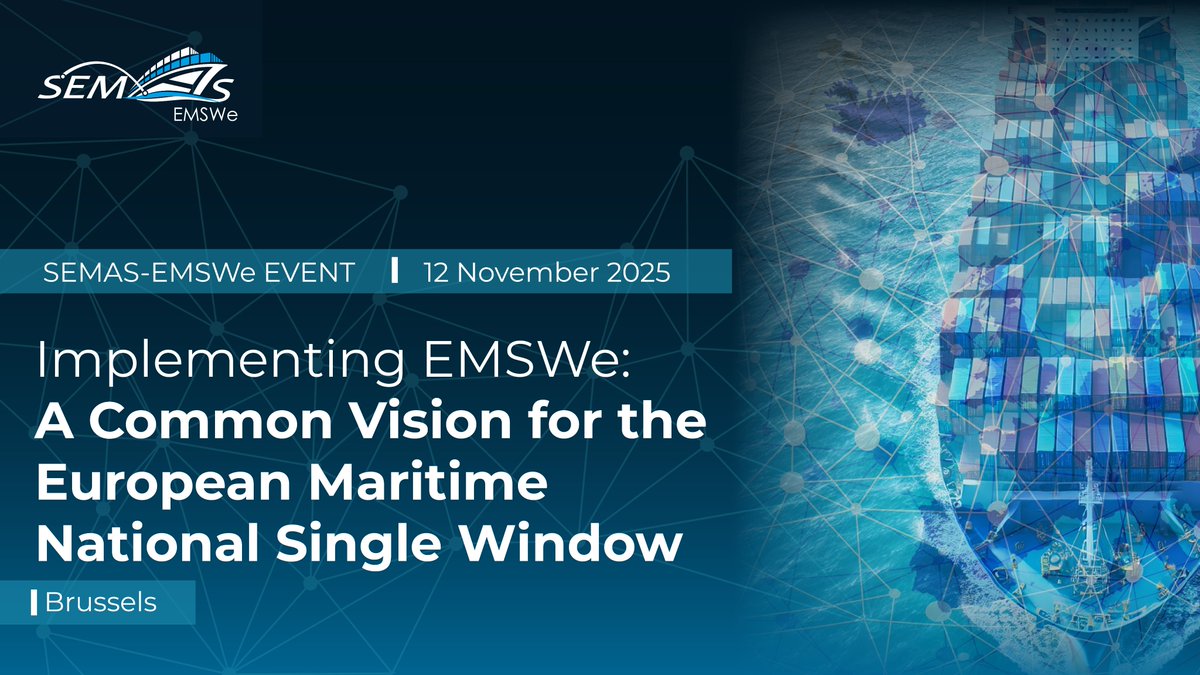 🌊 𝐒𝐚𝐯𝐞 𝐭𝐡𝐞 𝐃𝐚𝐭𝐞!

Join us on 𝟏𝟐 𝐍𝐨𝐯𝐞𝐦𝐛𝐞𝐫 𝟐𝟎𝟐𝟓 𝐢𝐧 𝐁𝐫𝐮𝐬𝐬𝐞𝐥𝐬 for the Implementing EMSWe: A Common Vision for the European Maritime National Single Window event. Network and discuss the future of EMSWe.

👉 Register: lnkd.in/eWi656Ab