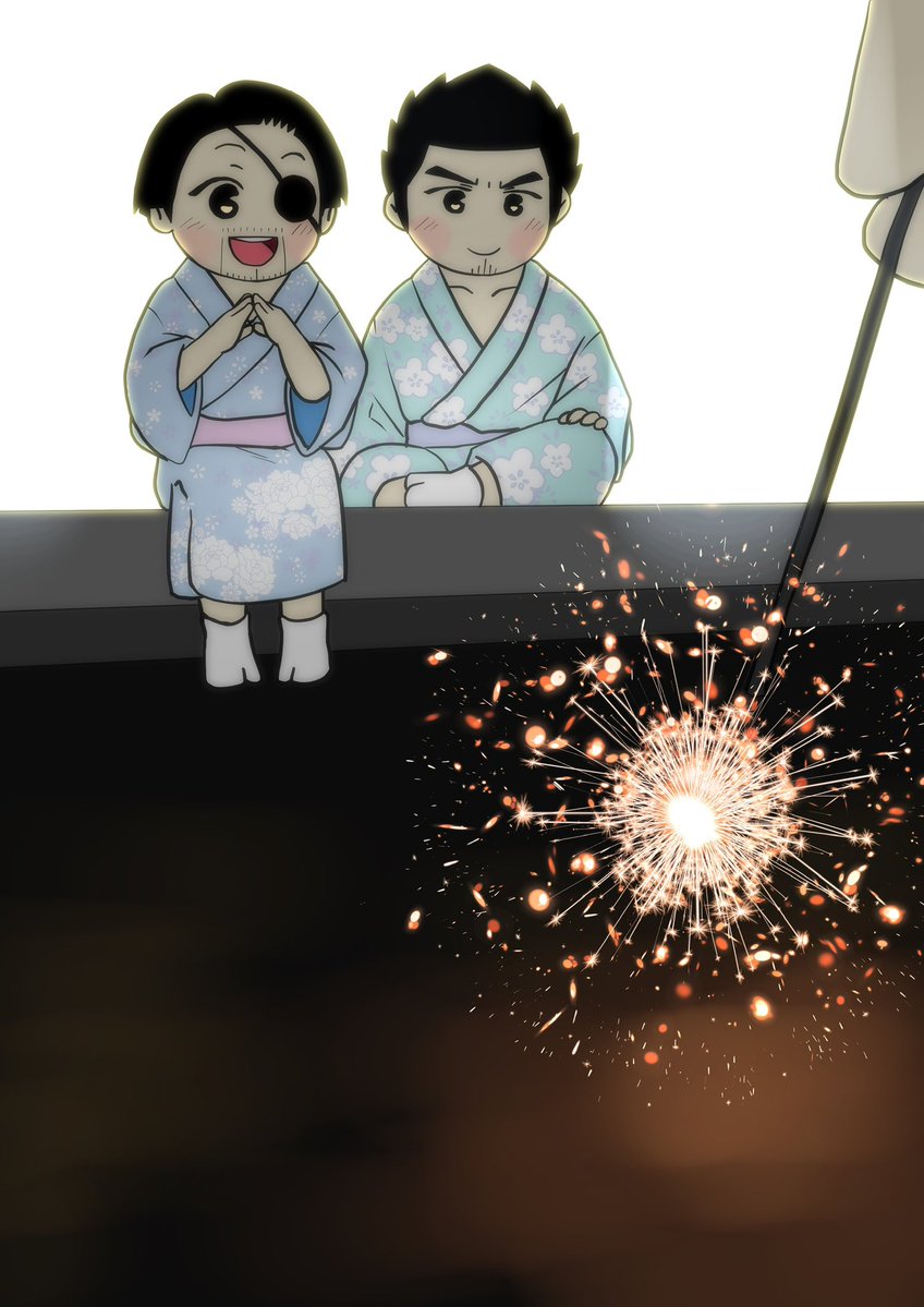 ryufujii1's tweet image. ゴ「ふわあ…!😃」き「あう…☺」真「夏といったら、やっぱ花火やのう」桐「そうだな。綺麗だ」真「昔、兄弟と、兄弟の妹で花火したんが楽しくてのう…組持ってからも花火大会やっとったわ。せやけど、これくらいのささやかな花火が一番楽しいな」桐「ああ…本当にそうだな…」