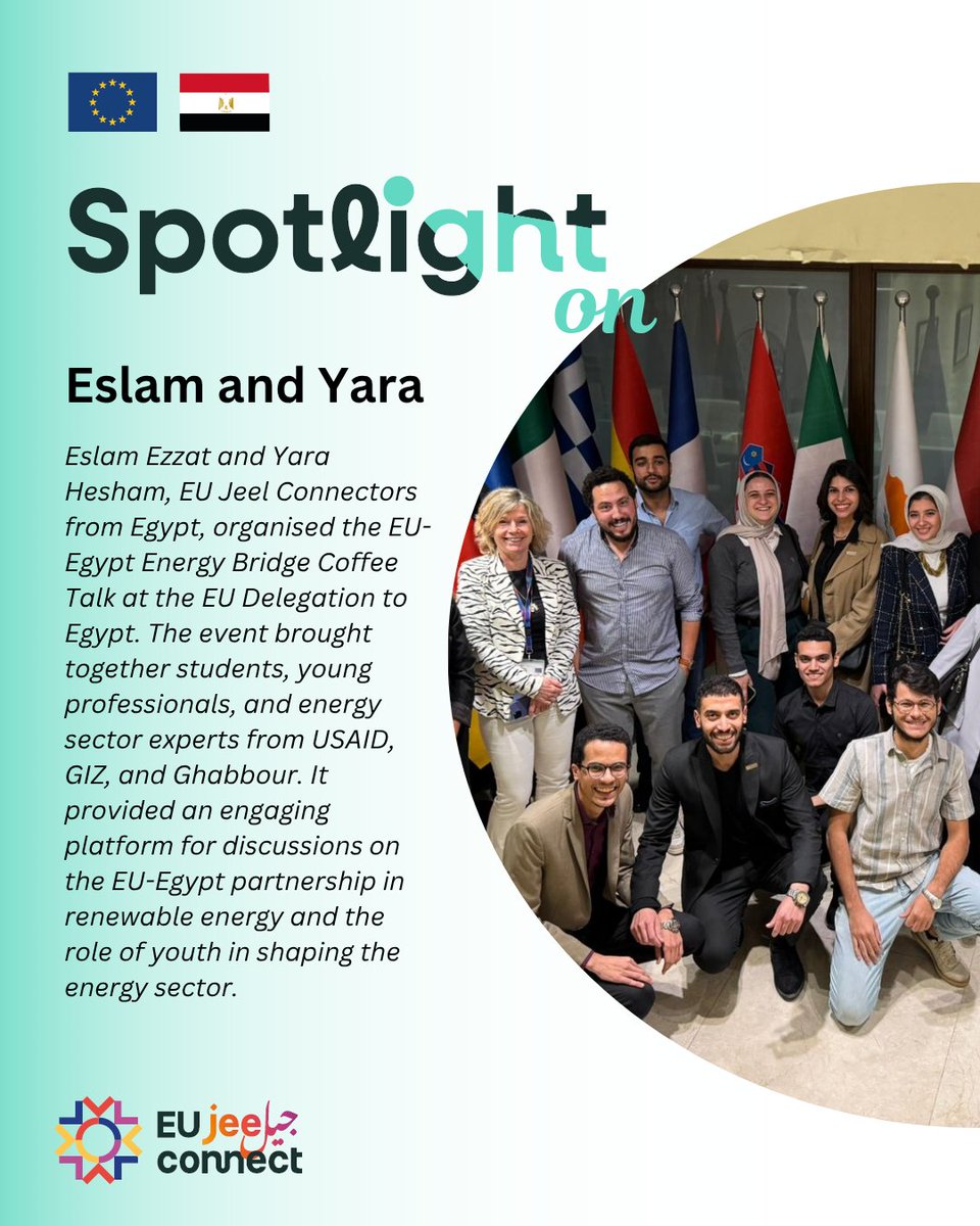euneighbours's tweet image. Young voices in 🇪🇬 are powering a sustainable future!
Thanks to EU Jeel Connectors Eslam, Yara , & Moustafa for sparking energy dialogues & launching the 1st Wavemakers Club in El Obour! @EUinEgypt @EU4MENAGulf #EU4Youth
More #EUJeelConnect activities south.euneighbours.eu/news/?eu_jeel_…