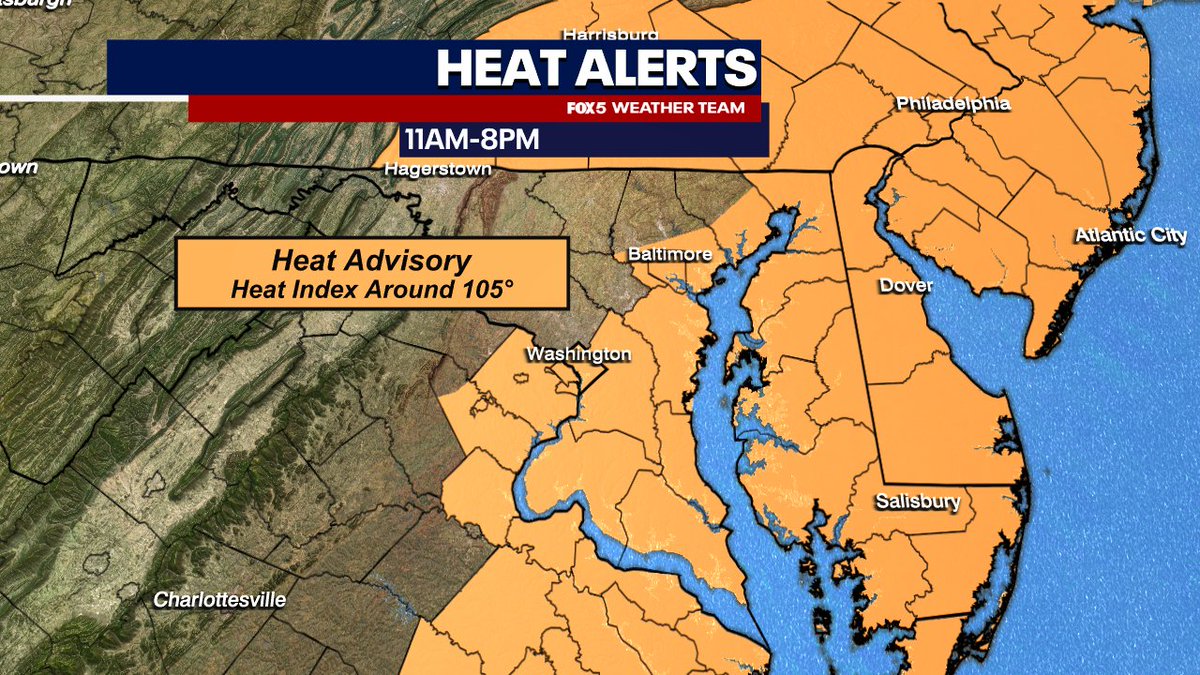 TuckerFox5's tweet image. Hottest Day of the Week on the way. High temps in the mid 90's with a Heat index 100-105F. Heat Advisory in effect for parts of the region this afternoon.