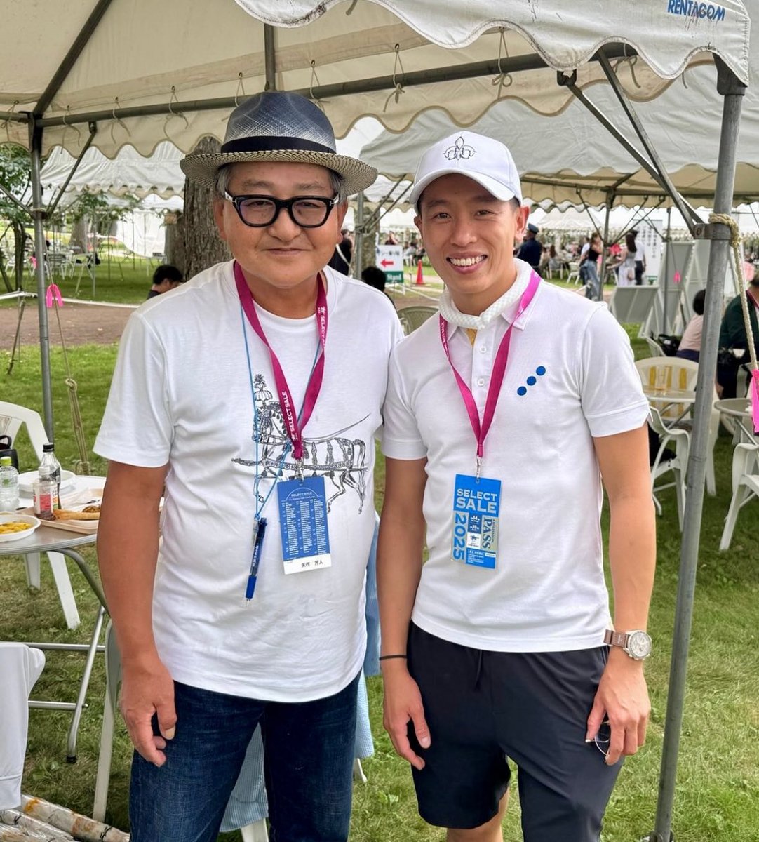 Yoshito Yahagi #矢作芳人 and <a href="/Vincenthocy/">Vincent Ho</a> pose for a photo at <a href="/SELECTSALE_eng/">JRHA-SELECT SALE</a> in Japan! 

Winners of the 2021 FWD QEII Cup with LOVES ONLY YOU #ラヴズオンリーユー… 📸 vincentho.official (IG)