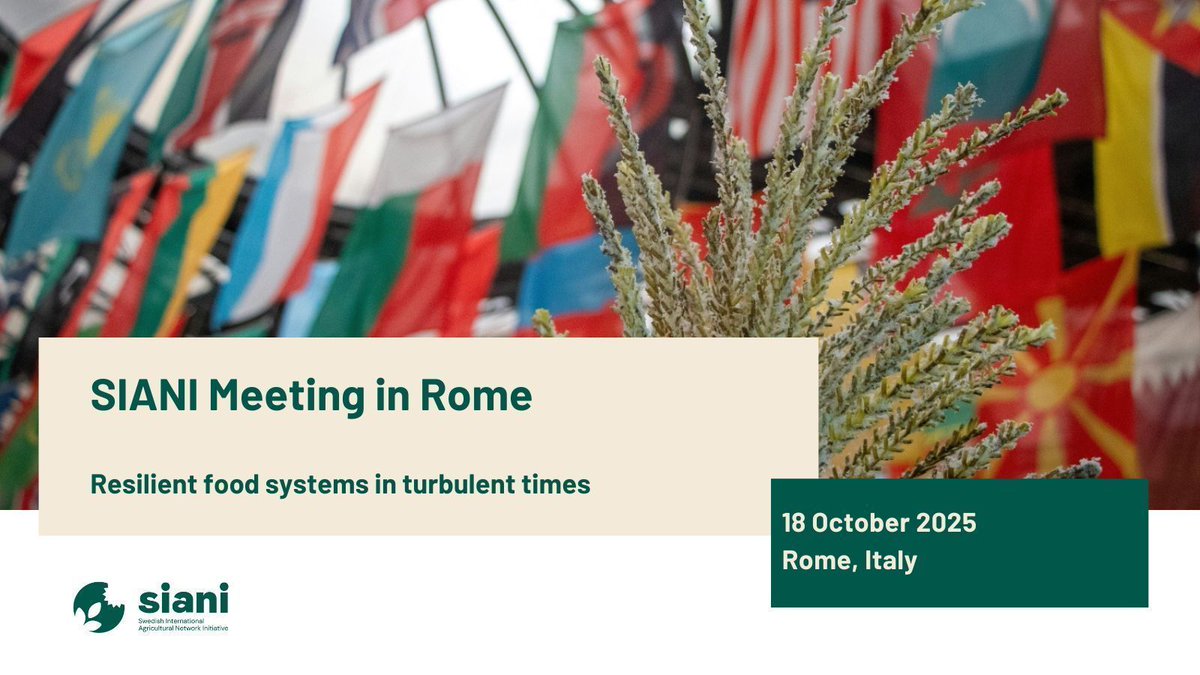 SIANIAgri's tweet image. EVENT |
Join us for a SIANI meeting on resilient #FoodSystems! Have projects, ideas or insights to share at the meeting? We'd love to hear from you!
📅 18 October - between @World_FoodForum & @UN_CFS 53
📍 Rome, venue TBA
🔗 Register by 30 September: buff.ly/Hy2QUck