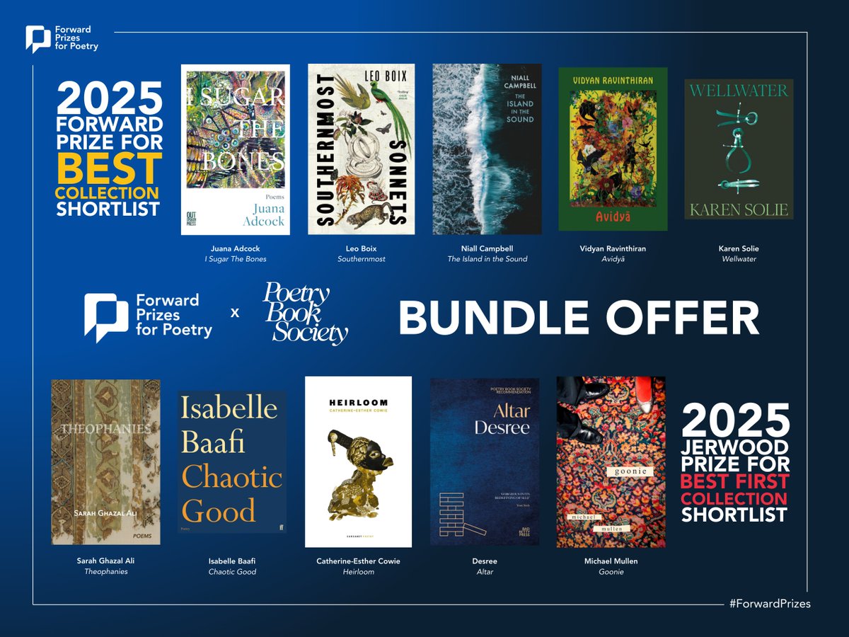 PoetryBookSoc's tweet image. Revealing the Forward Prizes for Poetry and our special bundle offer. Huge congratulations to all the shortlisted poets and publishers! 

PBS Members can enjoy all 10 books for only £82.50 and free UK postage using your member discount code &amp;gt; mailchi.mp/poetrybooksoci……