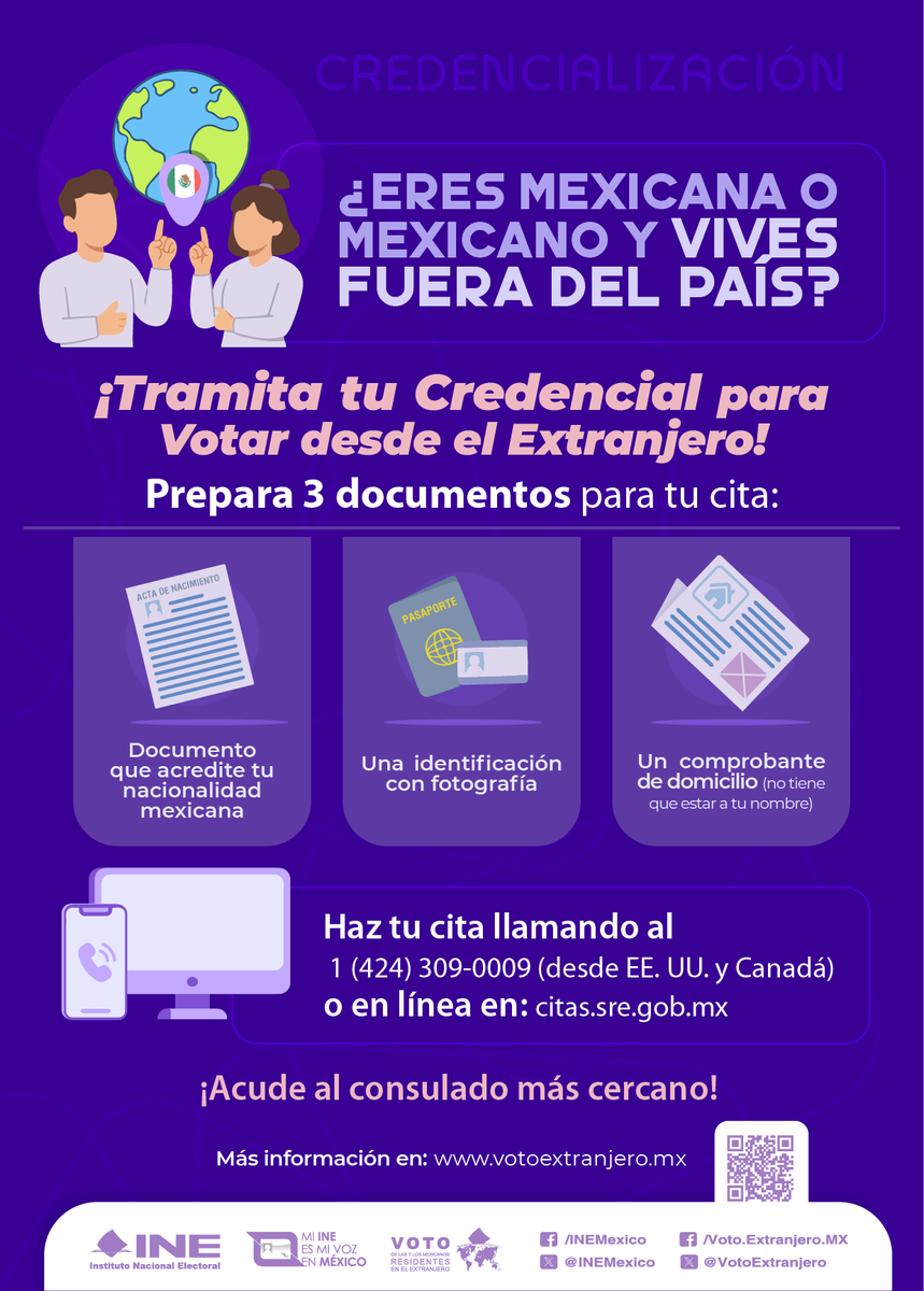 📷¡Tramita tu Credencial para Votar desde el Extranjero, conoce los requisitos! 🗳

#VotoExtranjero #INEMéxico