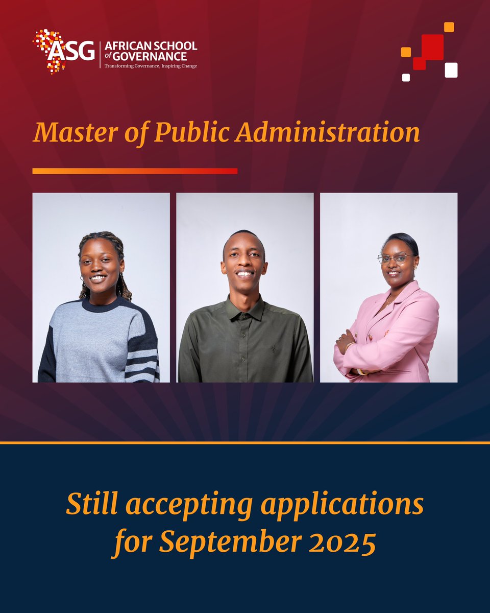 Are you a mid-career African professional passionate about Transformative Governance?

The Master of Public Administration Programme at ASG is still accepting applications for admission in September 2025.

💸 Scholarships available for Masters 
🌍 Pioneer Class 
🏛 Transformative