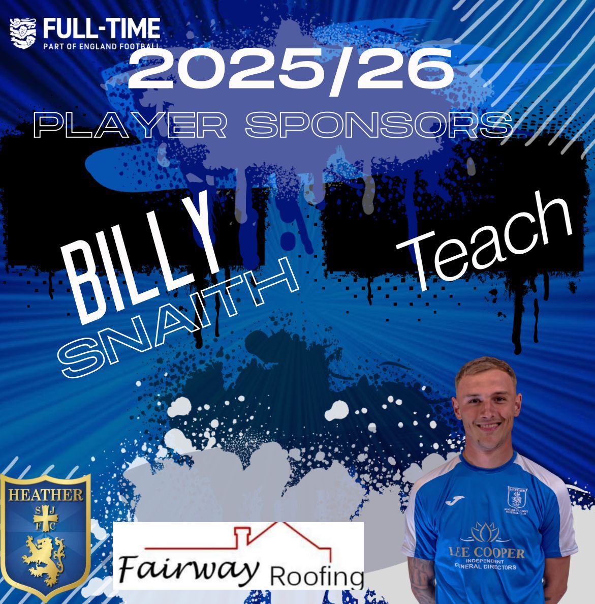 Local legend Andy “Teach” joins the Saints family as he sponsors both Jack Hession and Billy Snaith. Thanks Teach, welcome to the Saints