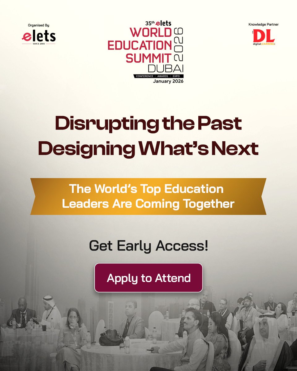 digitalLEARNING (@dl_magazine) on Twitter photo ๐๐๐๐๐ฒ ๐ญ๐จ ๐๐ก๐๐ฉ๐ ๐ญ๐ก๐ ๐
๐ฎ๐ญ๐ฎ๐ซ๐ ๐จ๐ ๐๐๐ฎ๐๐๐ญ๐ข๐จ๐ง?
Join global changemakers at the 35th World Education Summit, where bold ideas, breakthrough solutions and global collaborations take center stage
Apply to Attend: bit.ly/wesdubai
#EletsWES #WES2026 ๐๐๐๐๐ฒ ๐ญ๐จ ๐๐ก๐๐ฉ๐ ๐ญ๐ก๐ ๐
๐ฎ๐ญ๐ฎ๐ซ๐ ๐จ๐ ๐๐๐ฎ๐๐๐ญ๐ข๐จ๐ง?
Join global changemakers at the 35th World Education Summit, where bold ideas, breakthrough solutions and global collaborations take center stage
Apply to Attend: bit.ly/wesdubai
#EletsWES #WES2026