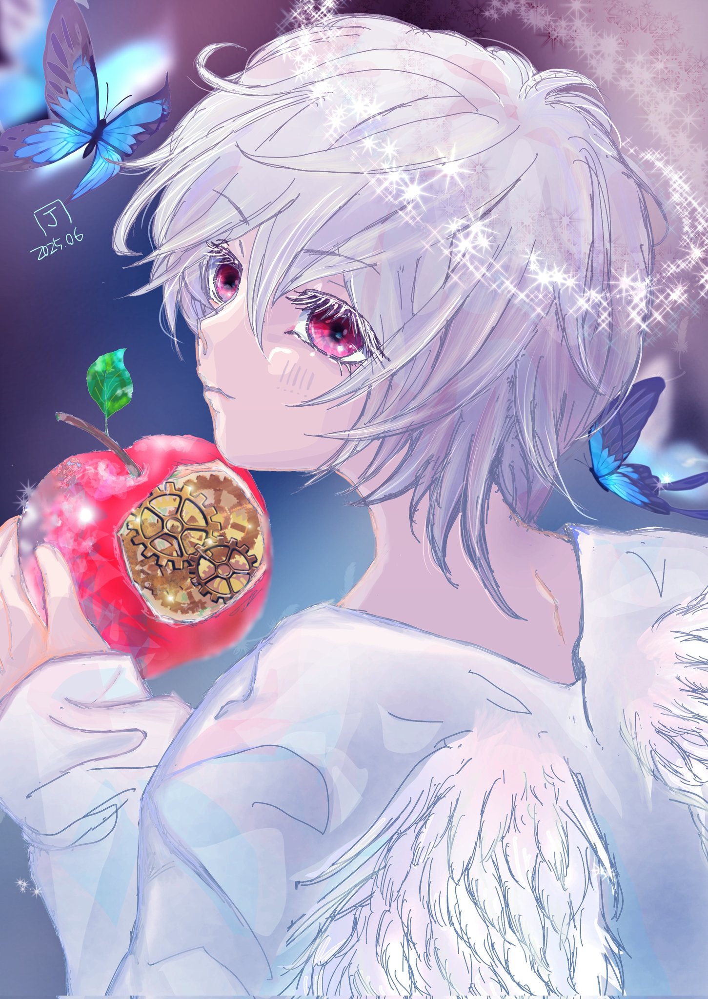 月の絵 星月猫☆アート「三日月」絵画F0 複製画 木製パネル貼り