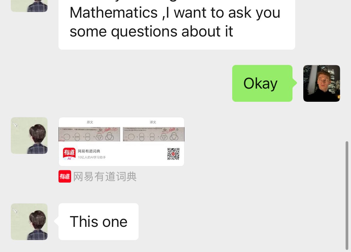 DmitryRybin1's tweet image. One time i was riding a subway in China and this 13yo kid found out i know math and started quizzing me on topological invariants of knots 😭
What do you mean i need to prove Chirality of trefoil knot? 🥲