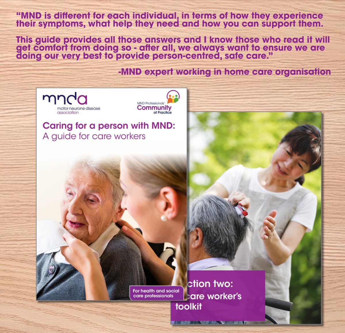 Our new guide for care workers is now out!

Reviewed with MND experts, it offers specialist &amp; practical advice to assist people with #MND, including on handling emergencies, safeguarding and personal care

Visit mndassociation.org/propublications to view the guide and leave us feedback!