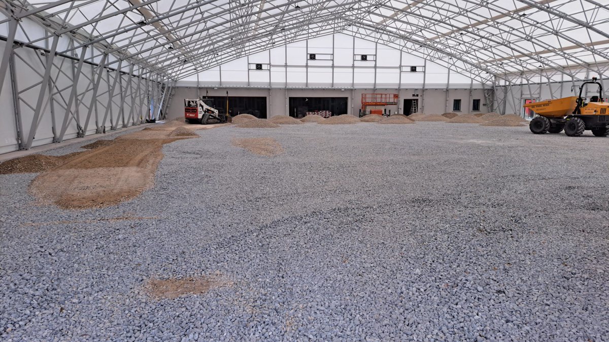 PST_Sport's tweet image. Top layer of stone going out on the indoor World Rugby Approved artificial training pitch at Virgin Media Park. This development is part of @Munsterrugby's wider investment in grassroots rugby at its Cork base supporting clubs, schools & next generation of players in the region.