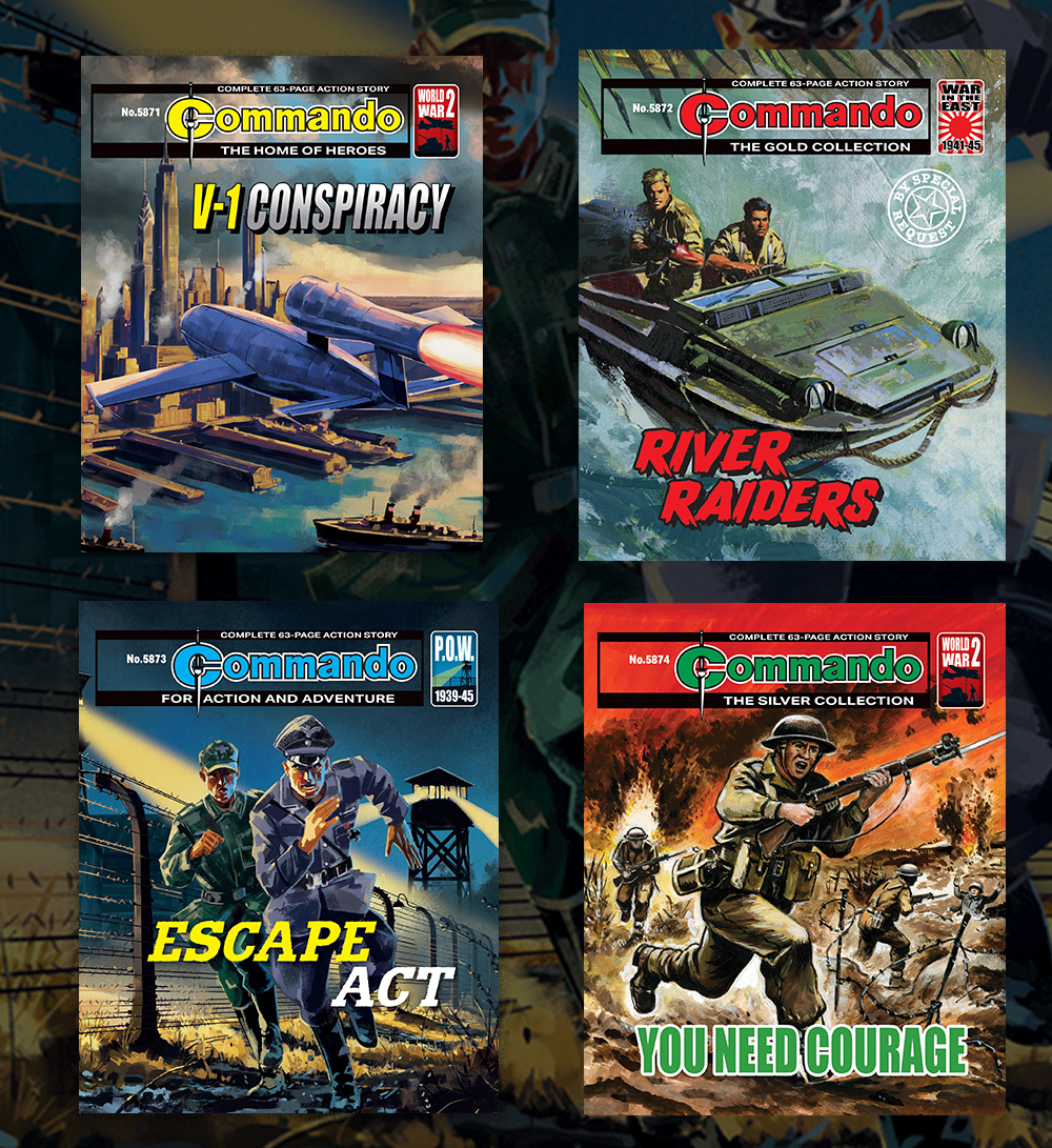 CommandoComic's tweet image. Commandos 5871-5874 are on sale today! Get your copies from eu1.hubs.ly/H0kCWCT0 - QM