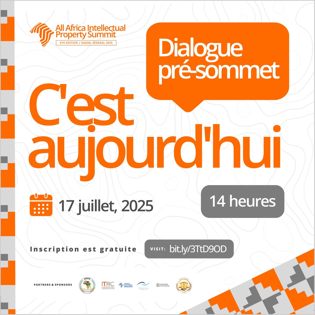It’s GO Time! 🕘

Today, July 17, we write a new page in Africa’s IP journey.

Join us LIVE as we reimagine what IP can do for trade, creativity, and growth.

Tune in, speak out, be part of the IP revolution.

Time: 2pm WAT
Registration link 🔗: bit.ly/3TtD9OD
