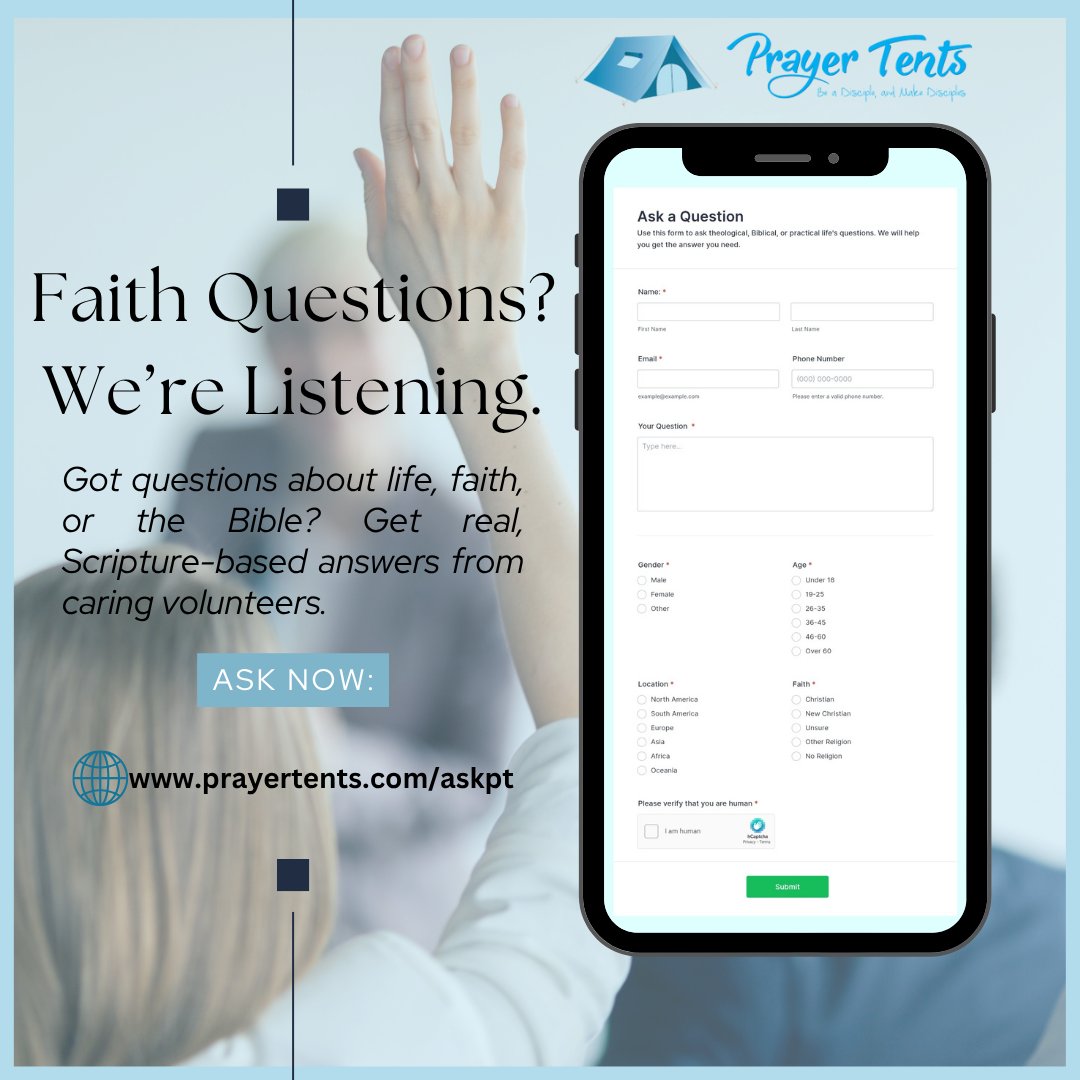 PrayerTents's tweet image. 💬 Struggling with Faith, Life, or the Bible? Ask Us Anything.

 Send your question today and get thoughtful, Scripture-based answers:
👉 prayertents.com/askpt

#RealFaithAnswers #GuidedByScripture #Prayer Tents