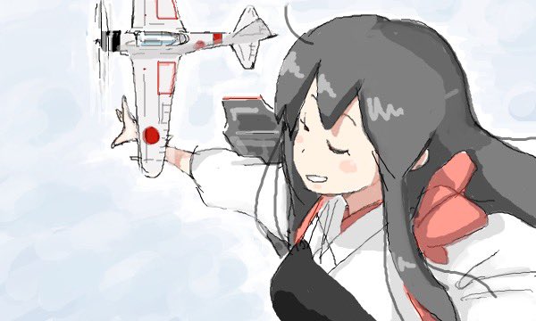 赤城(艦隊これくしょん) 「#見た人も無言で零戦をあげる」|ひじからのイラスト