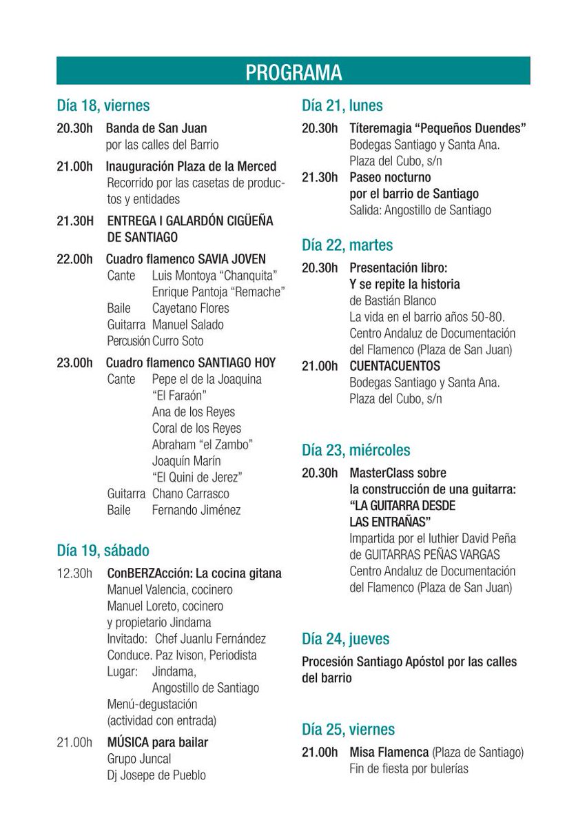 📷Mañana Viernes 18 de Julio comienza "La Velá de Santiago" Una semana llena de actividades infantiles, culturales y flamencas de los barrios de La Merced y Santiago. Del 18 al 25 de julio
#CulturaJerez
#AyuntamientodeJerez
#TurismoJerez