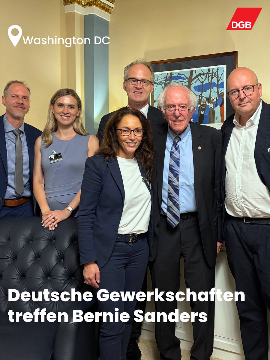 dgb_news's tweet image. Unsere Vorsitzende Yasmin Fahimi und US-Senator @BernieSanders haben sich ausgetauscht und jede Minute hat gezeigt: Wir kämpfen für dieselben Werte! Menschen wollen eine gerechte Politik. Mit starken Gewerkschaften machen wir sie möglich – und kämpfen für gute Arbeit auf beiden…