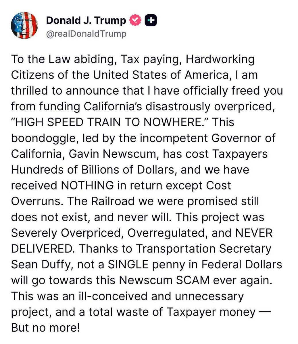 EconomyRadio's tweet image. .@CAgovernor @GavinNewsom
Your train to nowhere is now completely nowhere to be found. And will never be built. N̈ever ever.
Join me and thousands of others to Recall and Remove Gavin Newscum.
savingcalifornia.vote
@houmanhemmati
@Bannons_WarRoom
@adamcarolla…