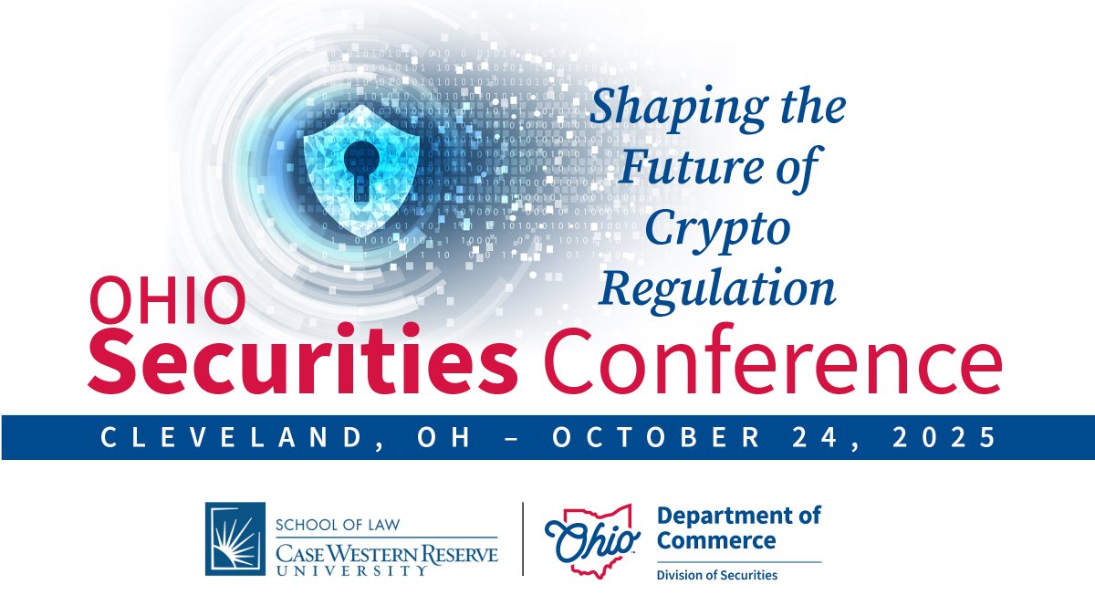 📅 Mark your calendars! The Securities Conference is returning to Cleveland  on October 24, 2025. Join us as we explore cryptocurrency regulations and  challenges shaping the future of the industry. Full agenda