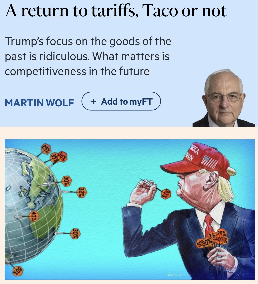 agent_of_change's tweet image. Martin Wolf absolutely eviscerates Trump's tariff war for being "nonsensical economics" and "not just foolish but also wicked".
He makes the fundamental but oft-ignored point that "there is absolutely no reason why bilateral trade should balance. The fact that it does not do so…