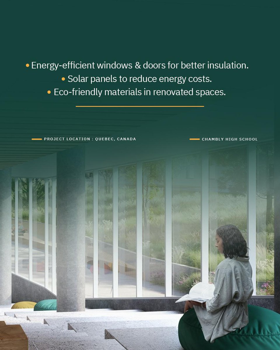 AscLimited's tweet image. At Chambly High School, ASC Techno is ensuring a greener tomorrow with energy-efficient windows, solar panels, and eco-friendly materials. Every detail counts towards creating a better, more sustainable learning environment.

#ASCtechno #SustainabilityInDesign