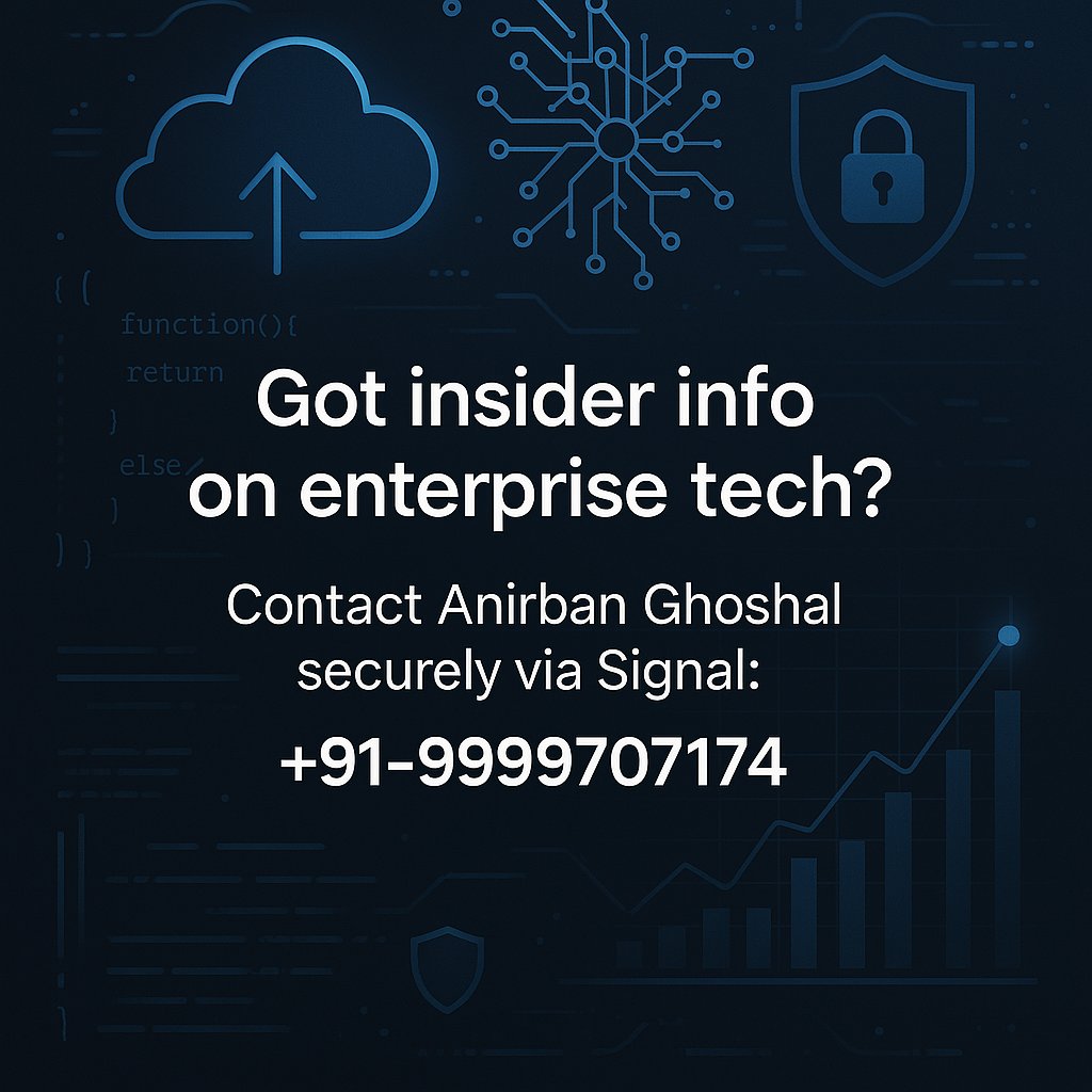 🚨 Are you inside AWS, Google Cloud, Oracle, Snowflake, Databricks, Nvidia, or similar?
I’m an enterprise tech reporter looking to speak with insiders on AI, cloud, dev tools, product shifts.
🕵️‍♂️ Your identity will be protected.
#EnterpriseTech #AI #CloudComputing #SaaS #DevOps