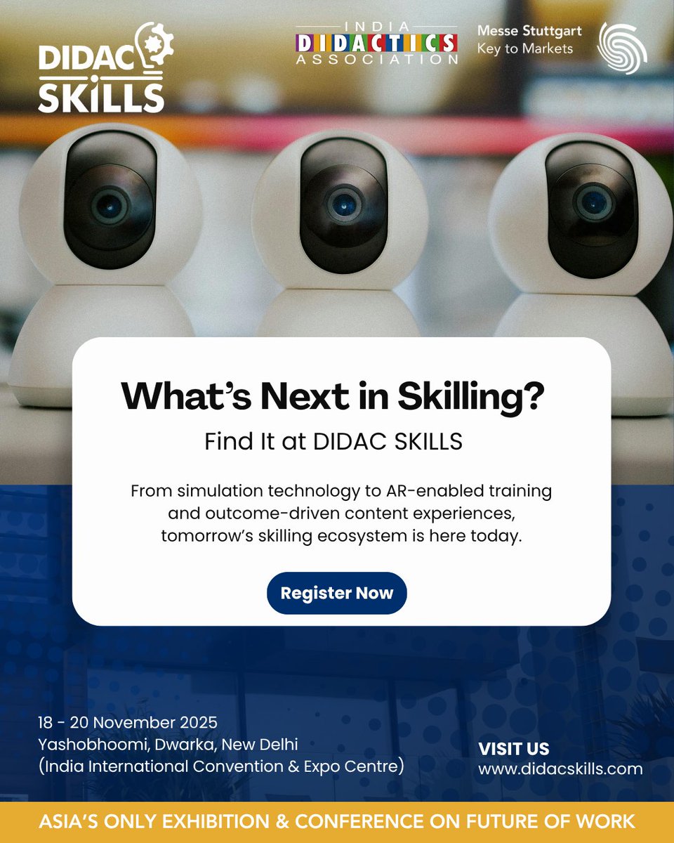 Discover the Future of Skilling at DIDAC Skills.

Join us on 18–20 November 2025 at Yashobhoomi (IICC), Dwarka, New Delhi

Register Now: didacskills.com