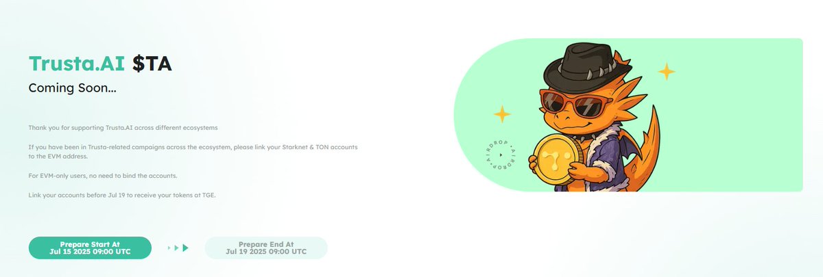 reallyhiro's tweet image. Linea döneminde kurcalamıştık @TrustaLabs drop için cüzdan kaydı 19 Temmuza kadar yapılması lazım
> airdrop.trustalabs.ai/airdrop