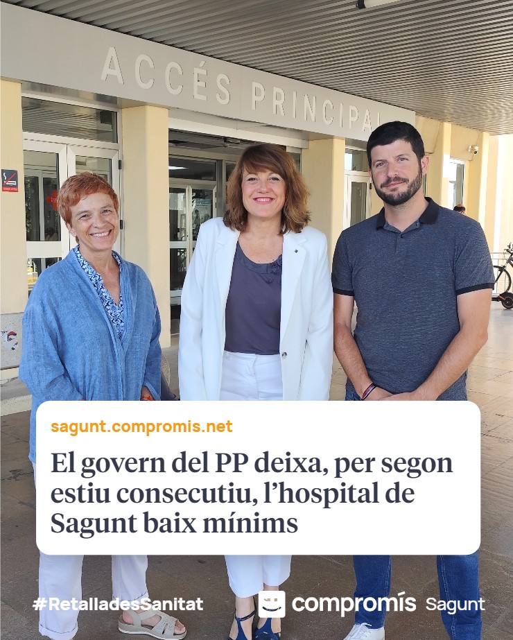 ‼️Continuen les retallades del PP en Sanitat durant l'estiu 🏥

- Redueixen els llits hospitalaris
- Cobreixen només el 20% de les vacances de metges
- Eliminen els reforços en Consultes Externes

Llig la notícia! 👉 cutt.ly/jrOtCrQv

#RetalladesSanitat