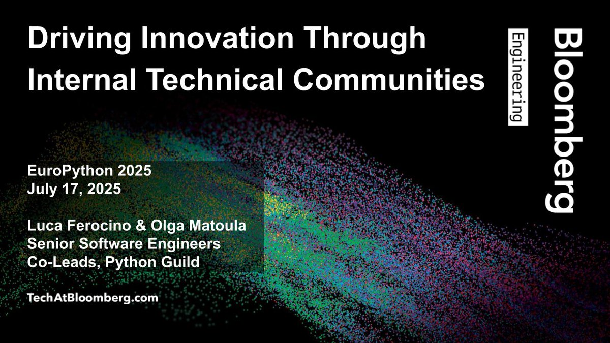 TechAtBloomberg's tweet image. Want to build a thriving tech culture from the inside out? At #EuroPython2025 today (15:50 CEST) Luca Ferocino & @olgarithms_ share how Bloomberg's #Python 🐍 Guild empowers our engineers to innovate, contribute to #opensource & influence best practices
bloom.bg/4lGSKGM